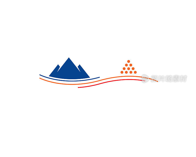 simple mountain water sea coal energy mine logo